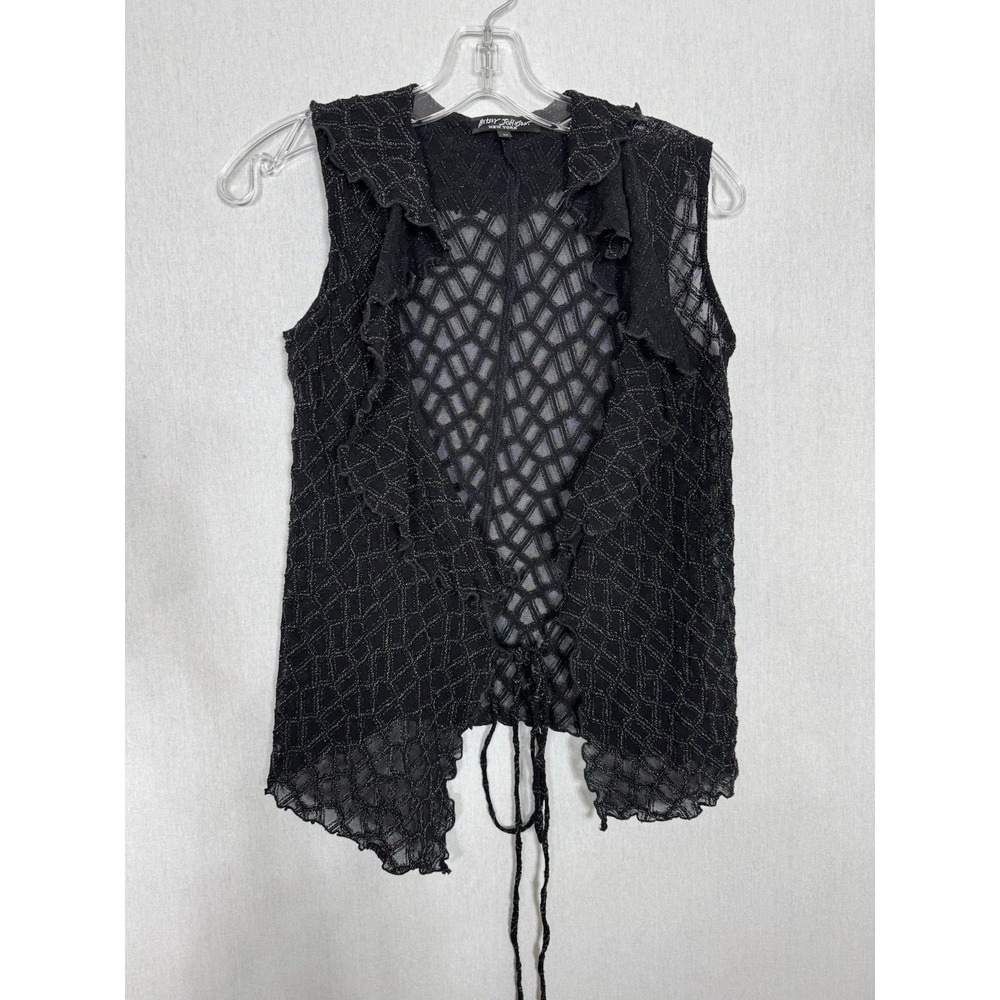 Vintage Betseyβ Johnson Black Lace Tie Front Vest Sz Medium